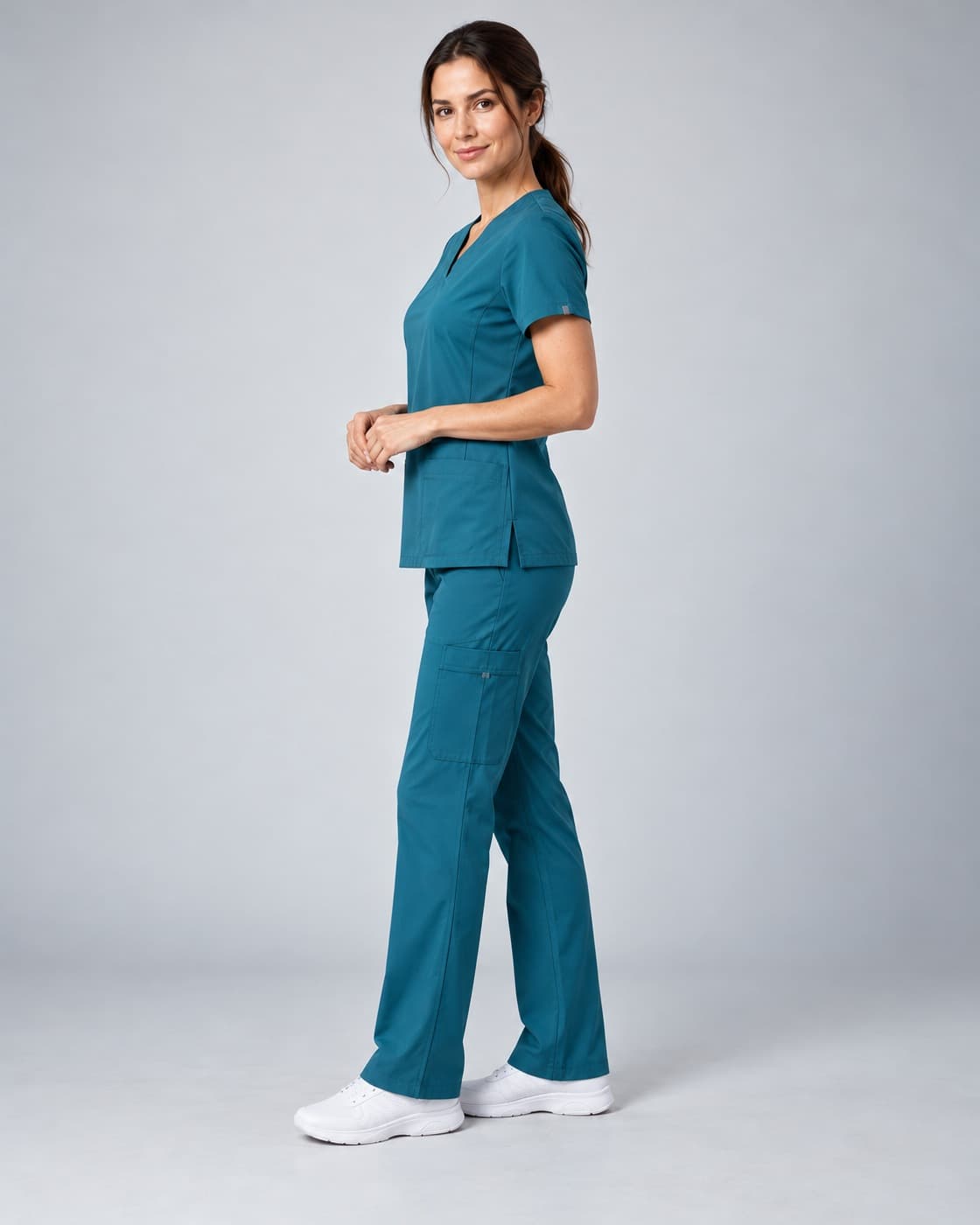 Scrubs médicos turquesa · lateral